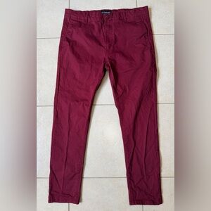 Victorious Men's Basic Trousers Casual Slim Fit Pants Sz 40Wx32L Red Stretch